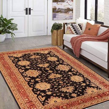 handmade Traditional Kafkaz Chobi Ziegler Black Red Hand Knotted RECTANGLE 100% WOOL area rug 10 x 14